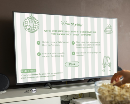 Green Stripe Gender Swap Bachelorette Game - Bridesmaids to Bridesmen