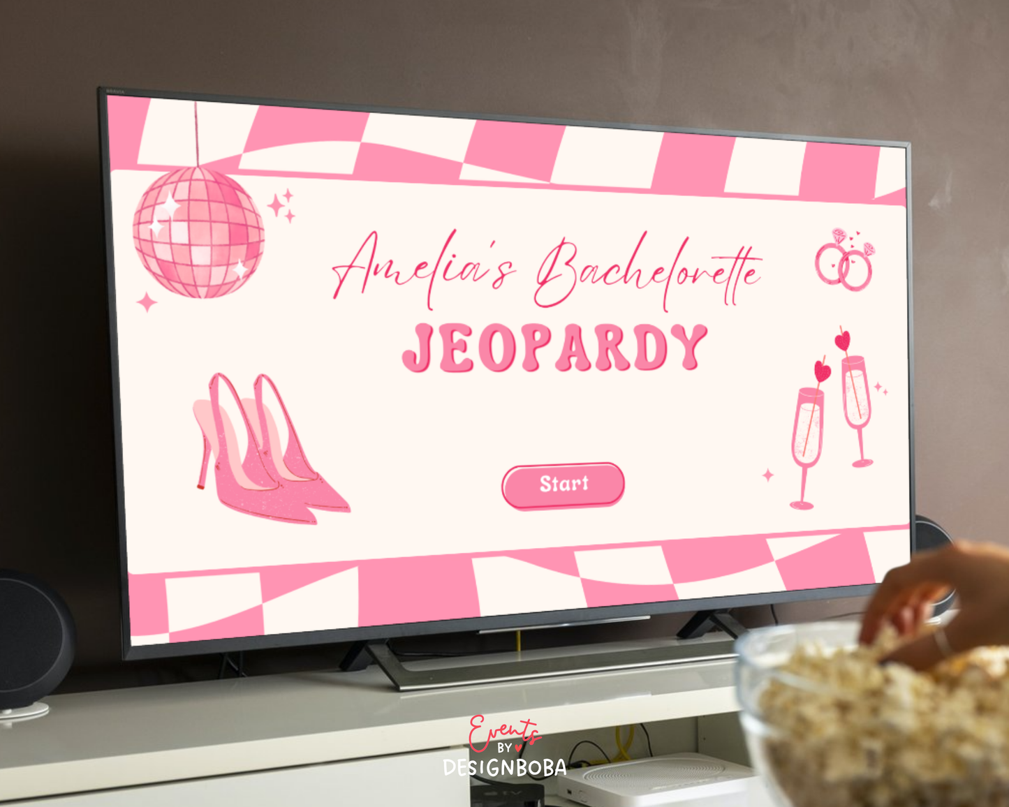 Pink Retro Vibe – Bachelorette Jeopardy Game (Canva Template)
