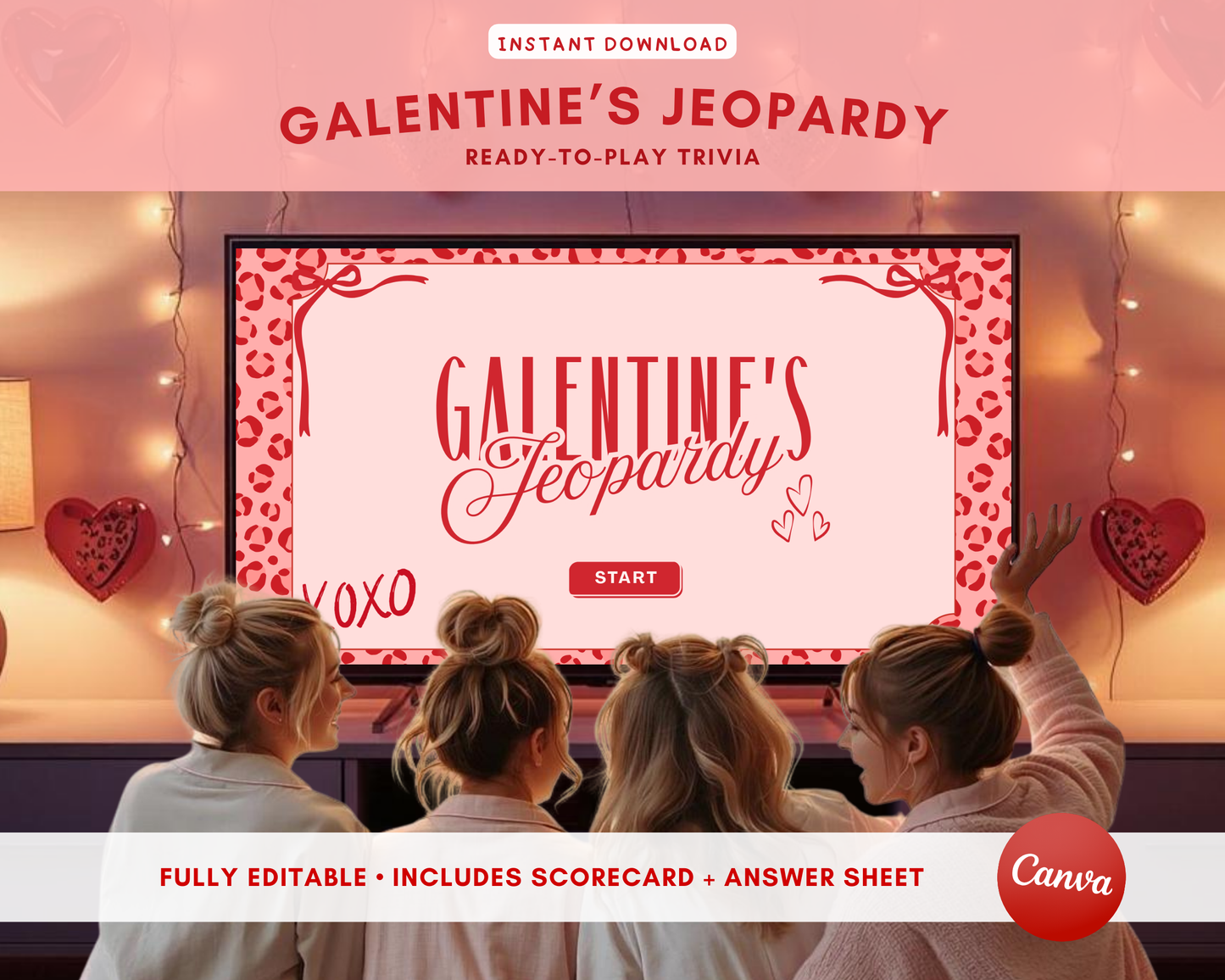 Pink Leopard Galentines Jeopardy Game