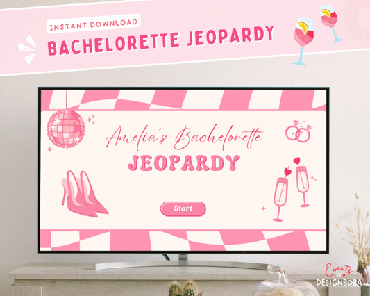 Pink Retro Vibe – Bachelorette Jeopardy Game (Canva Template)