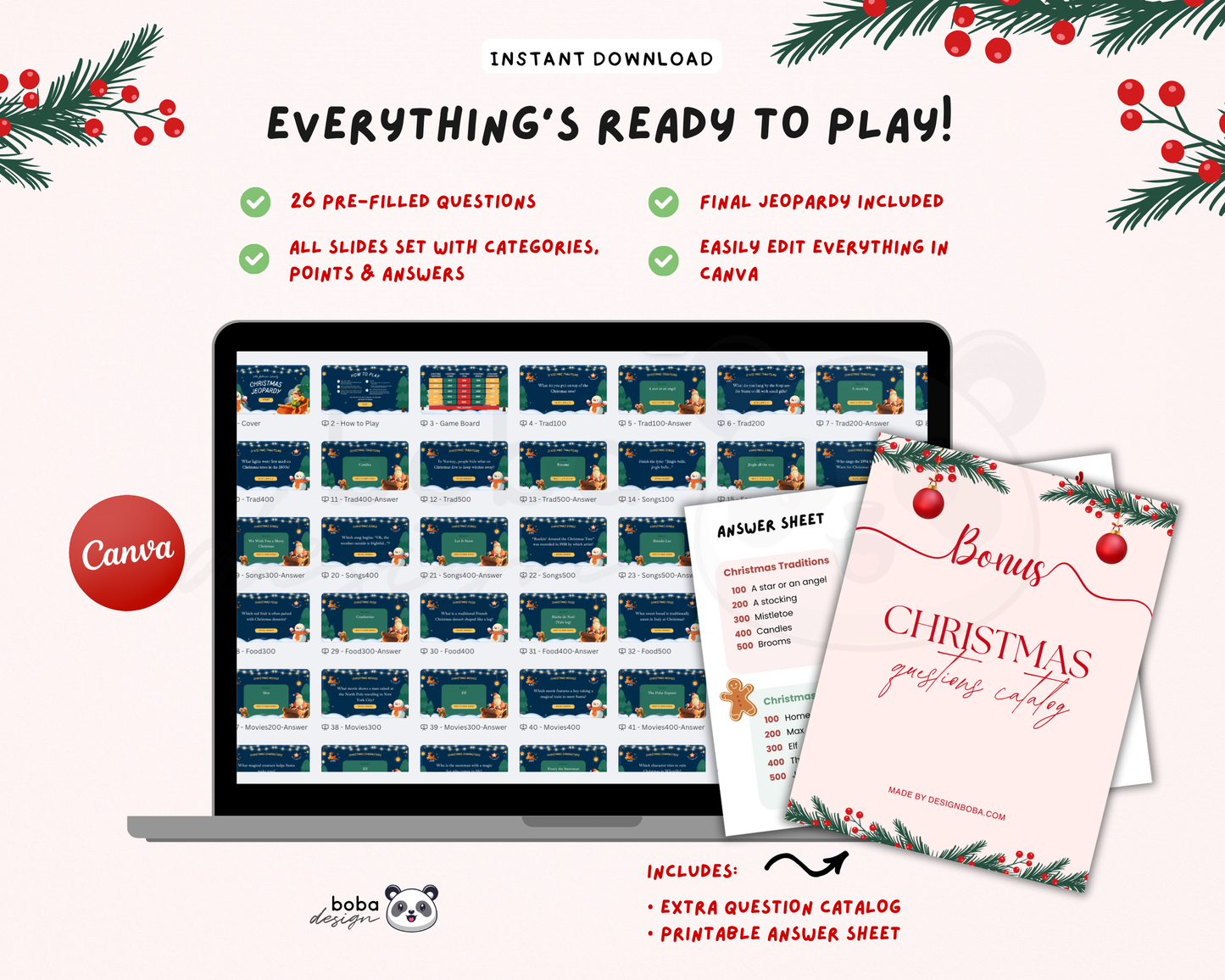 Editable Snowman Christmas Jeopardy Game