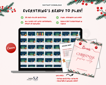 Editable Snowman Christmas Jeopardy Game