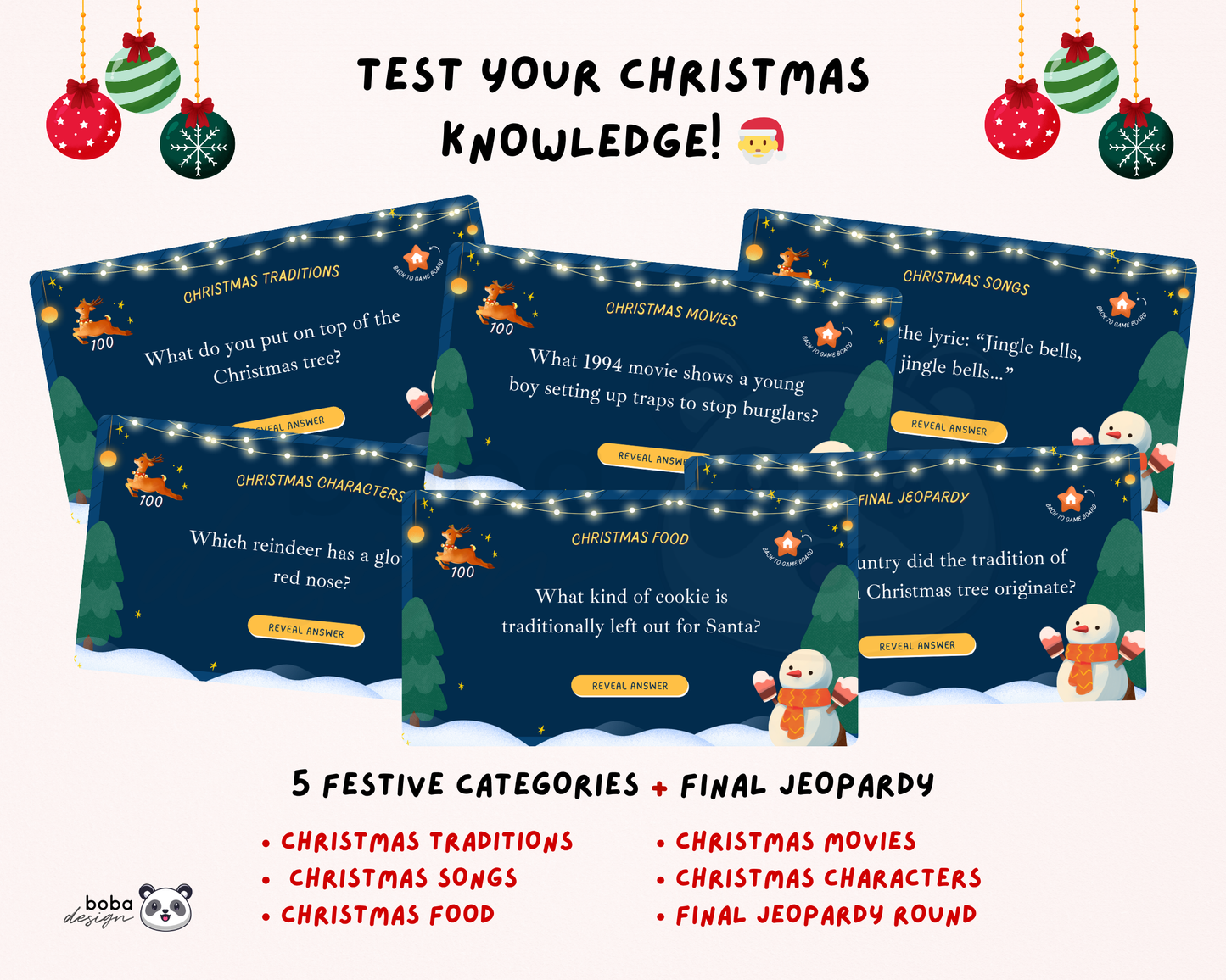 Editable Snowman Christmas Jeopardy Game