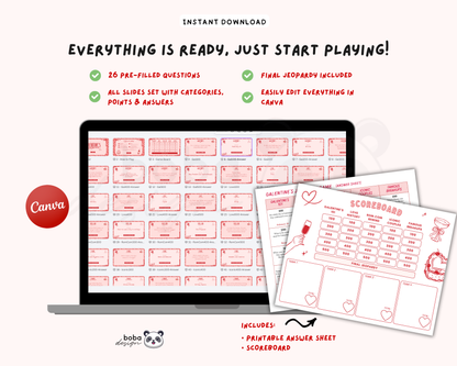 Pink Leopard Galentines Jeopardy Game