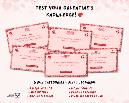 Pink Leopard Galentines Jeopardy Game