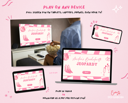 Pink Retro Vibe – Bachelorette Jeopardy Game (Canva Template)