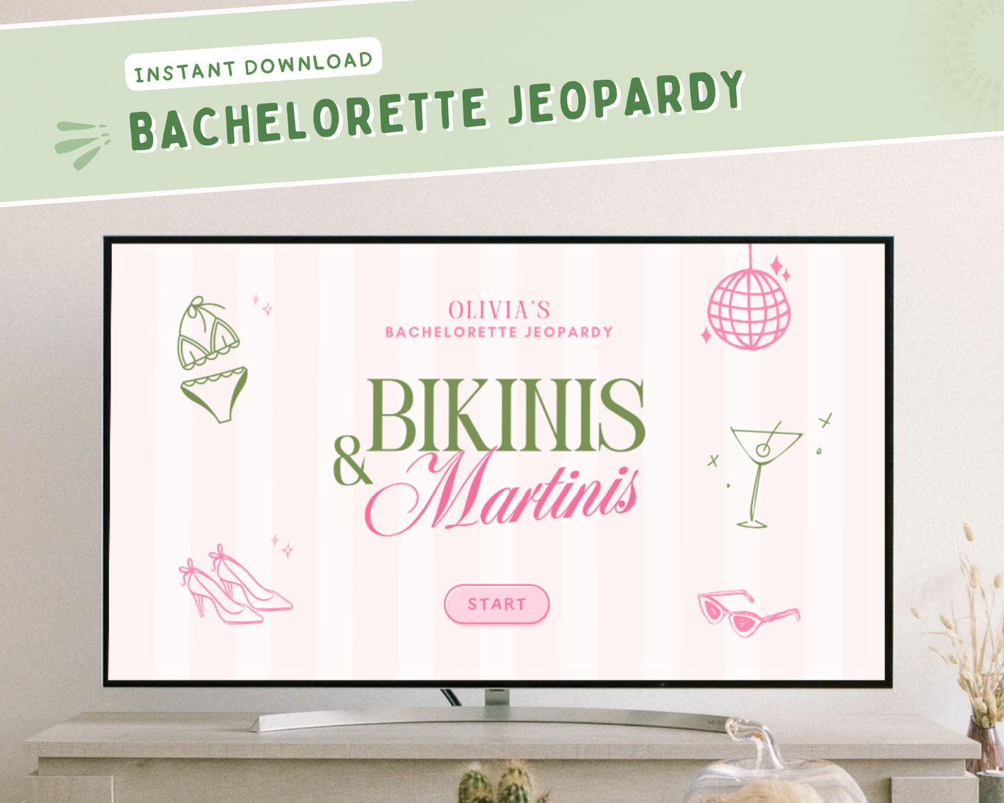Bikinis and Martinis Bachelorette Jeopardy Game