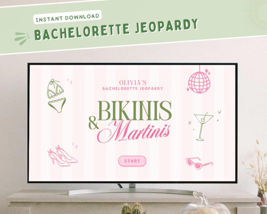 Bikinis and Martinis Bachelorette Jeopardy Game