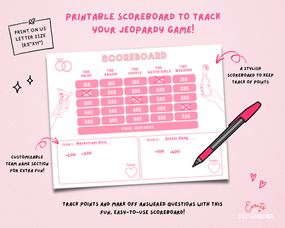 Pink Retro Vibe – Bachelorette Jeopardy Game (Canva Template)