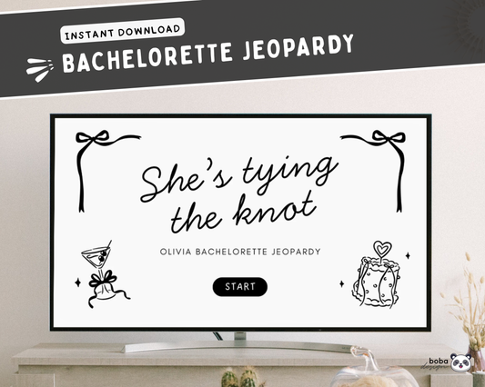 She's Tying the Knot Bachelorette Jeopardy Game - Black and white