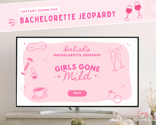 Pink Girls Gone Mild – Bachelorette Jeopardy Game (Canva Template)