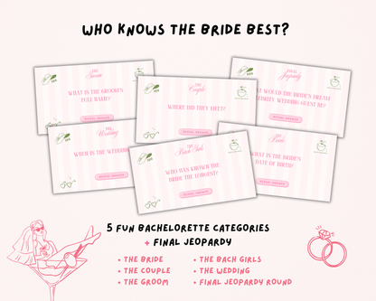 Bikinis and Martinis Bachelorette Jeopardy Game