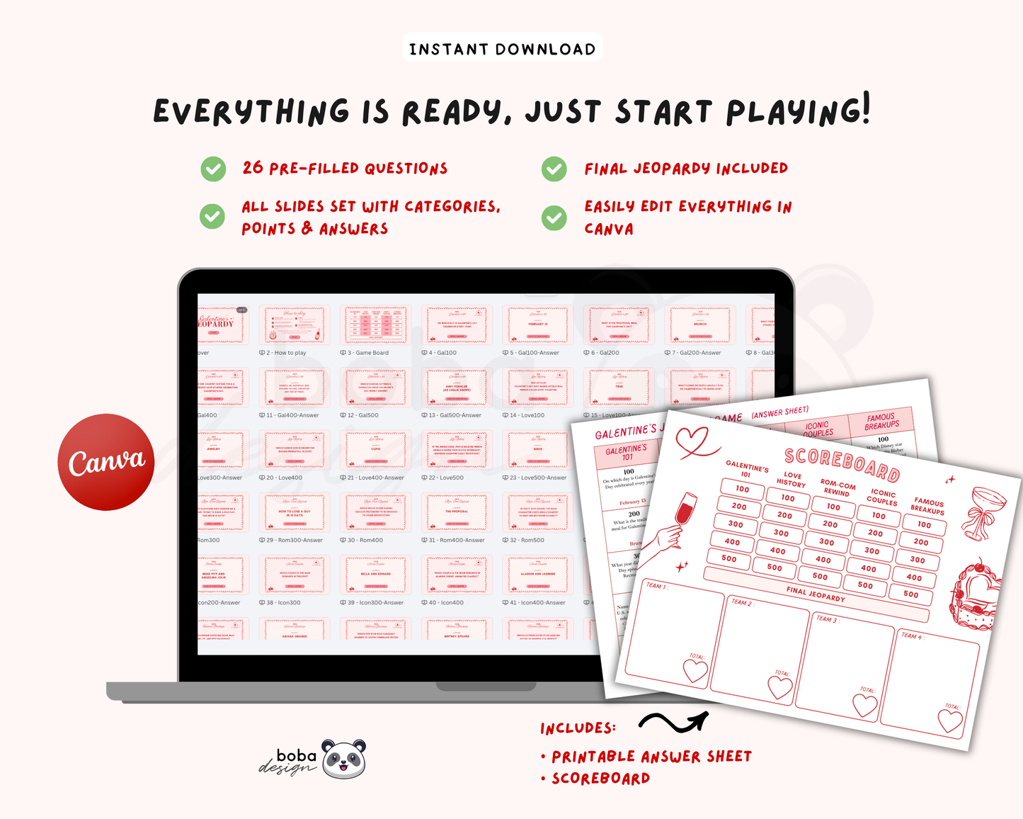 Cute Galentines Jeopardy Game