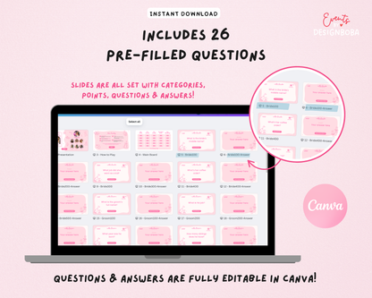 Pink Girls Gone Mild – Bachelorette Jeopardy Game (Canva Template)