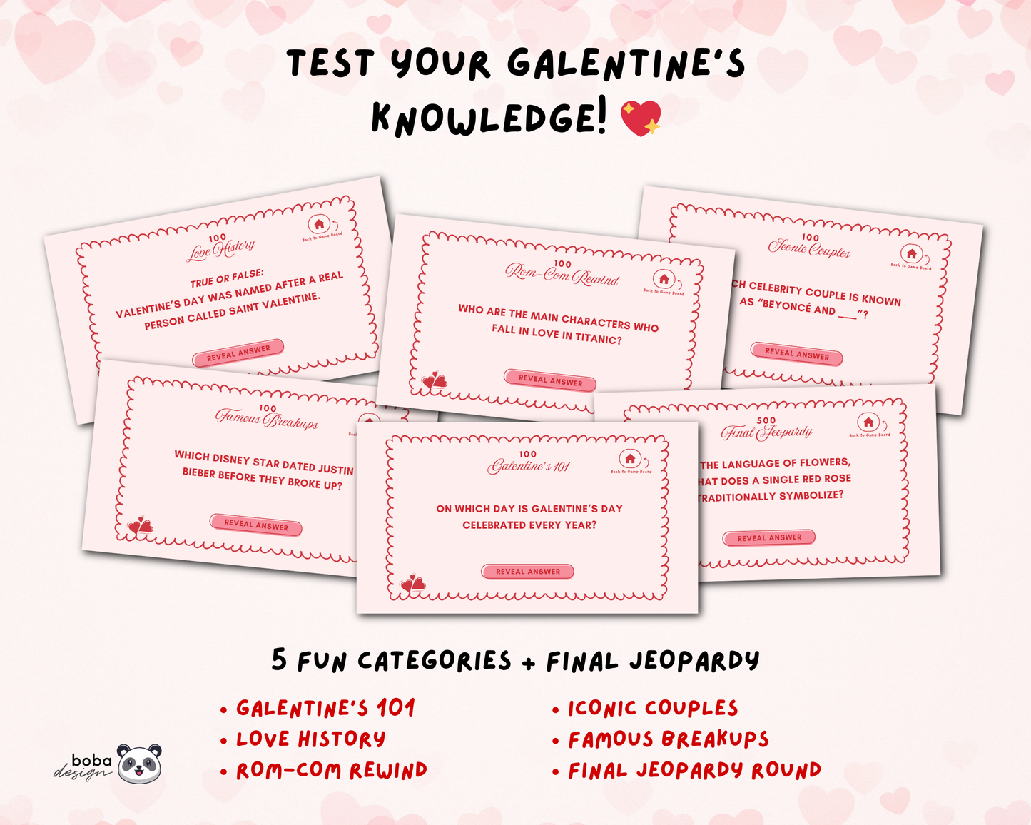 Cute Galentines Jeopardy Game