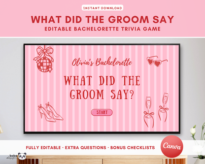 Pinky Stripes - What Did the Groom Say Game