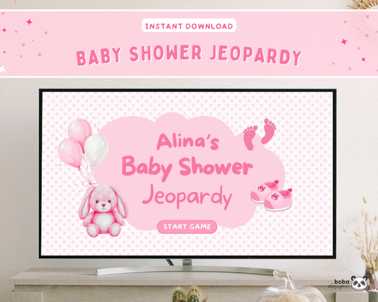 Pink Baby Shower Jeopardy Game - Baby Trivia Game