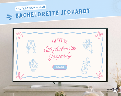 Pretty Bows – Pink and Blue Bachelorette Jeopardy Game