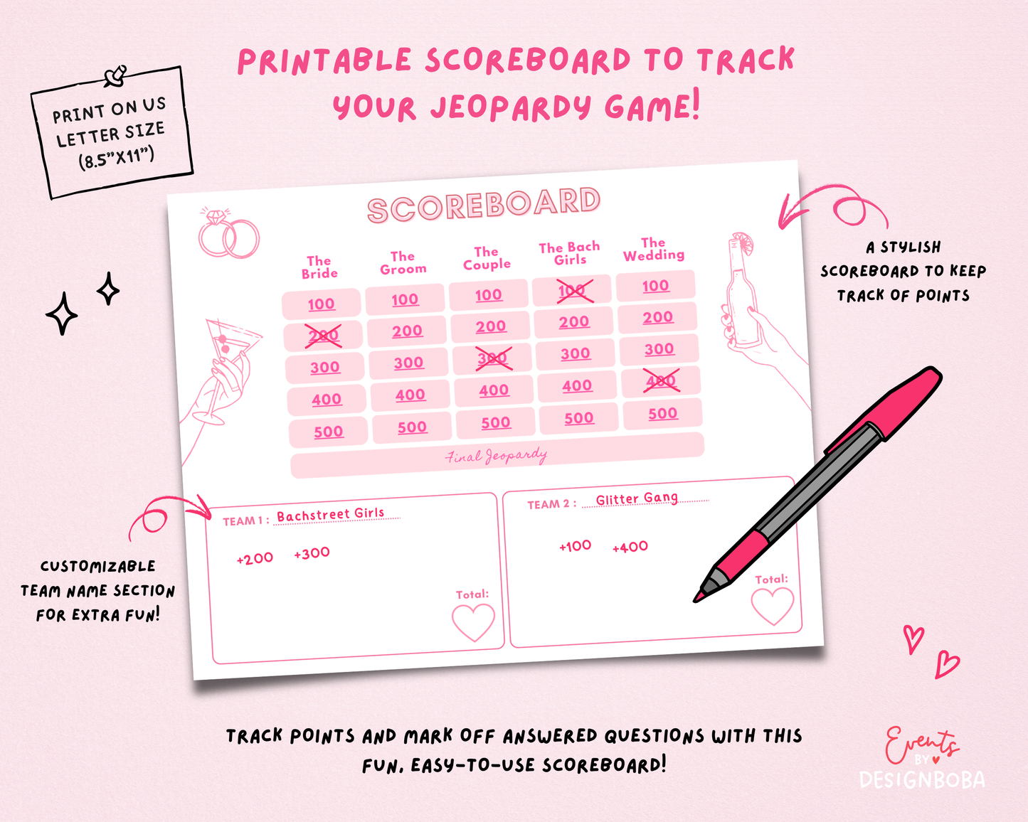 Pink Girls Gone Mild – Bachelorette Jeopardy Game (Canva Template)