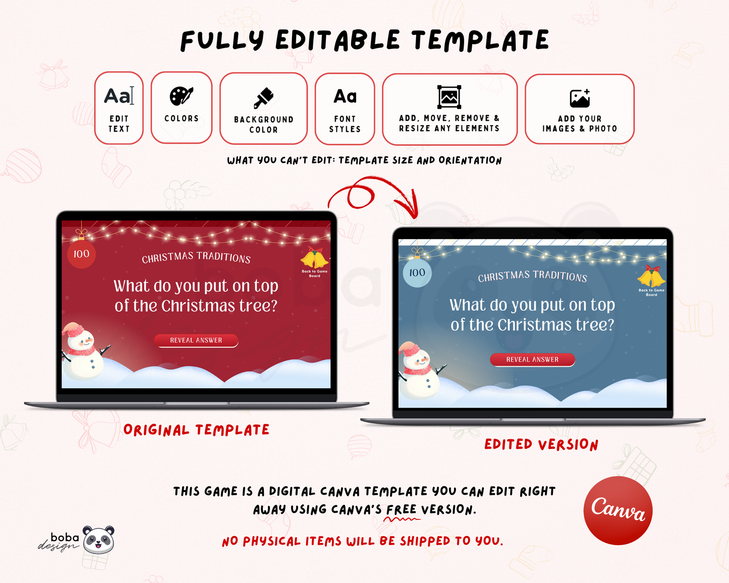 Editable Reindeer themed Christmas Jeopardy Game - Holiday Trivia