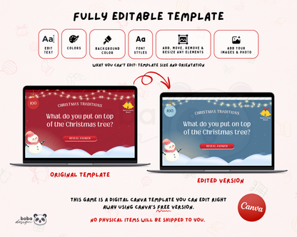 Editable Reindeer themed Christmas Jeopardy Game - Holiday Trivia