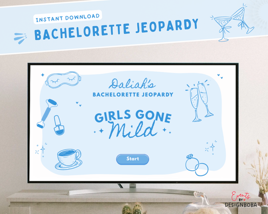 Blue Girls Gone Mild – Bachelorette Jeopardy Game (Canva Template)