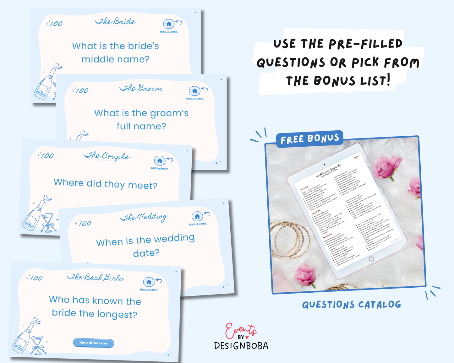 Blue Girls Gone Mild – Bachelorette Jeopardy Game (Canva Template)