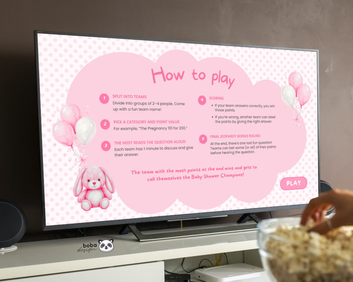 Pink Baby Shower Jeopardy Game - Baby Trivia Game