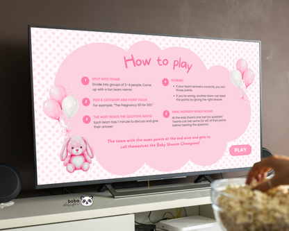 Pink Baby Shower Jeopardy Game - Baby Trivia Game