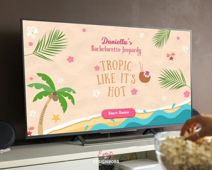 Tropic Like It’s Hot - Tropical Bachelorette Jeopardy Game (Canva Template)