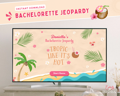 Tropic Like It’s Hot - Tropical Bachelorette Jeopardy Game (Canva Template)