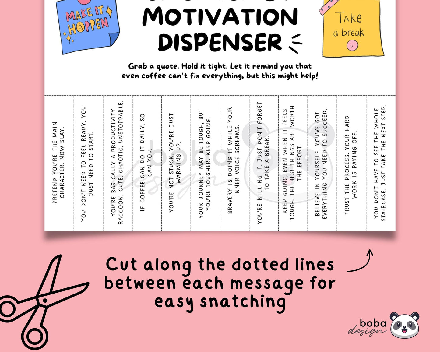 Funny Emergency Motivation Dispenser Tear-Off (Version 2)- Printable Office Sign, Cubicle Decor