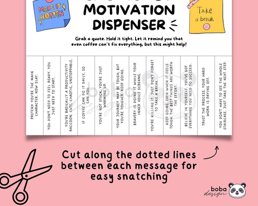 Funny Emergency Motivation Dispenser Tear-Off (Version 2)- Printable Office Sign, Cubicle Decor