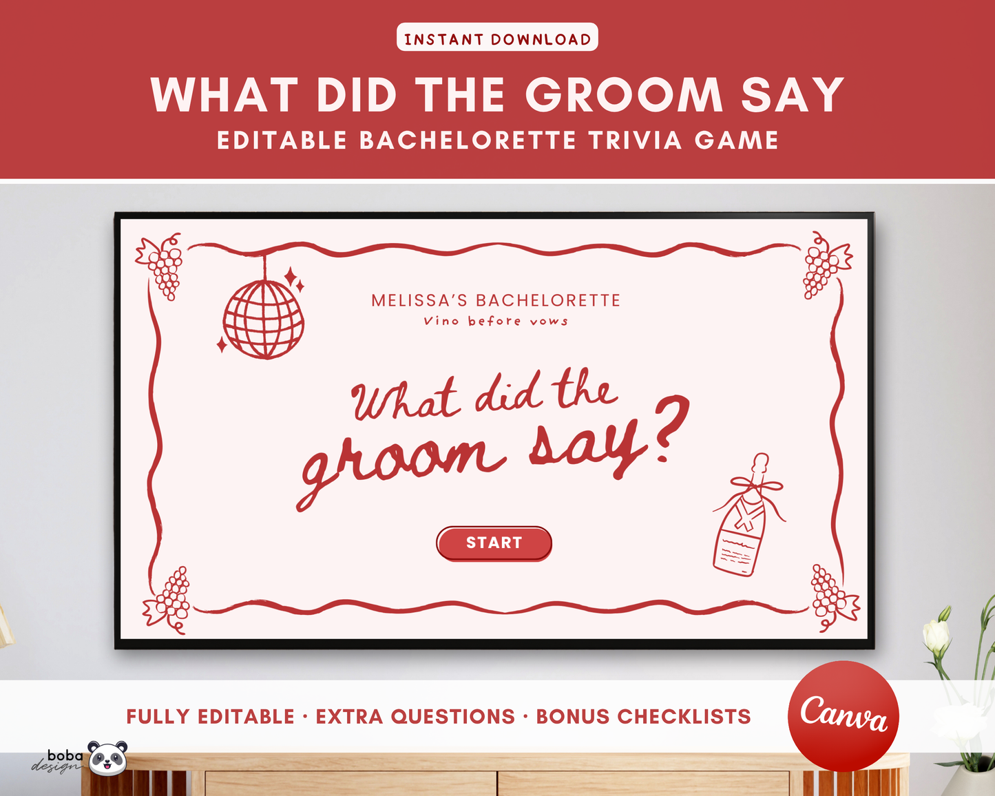 Vino before Vows - What Did the Groom Say Game