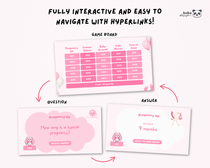 Pink Baby Shower Jeopardy Game - Baby Trivia Game