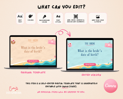 Tropic Like It’s Hot - Tropical Bachelorette Jeopardy Game (Canva Template)
