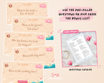 Tropic Like It’s Hot - Tropical Bachelorette Jeopardy Game (Canva Template)