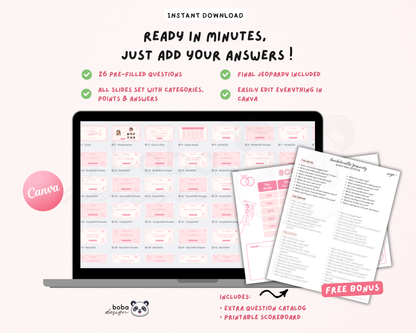 Pink PJs and Prosecco Bachelorette Jeopardy Game