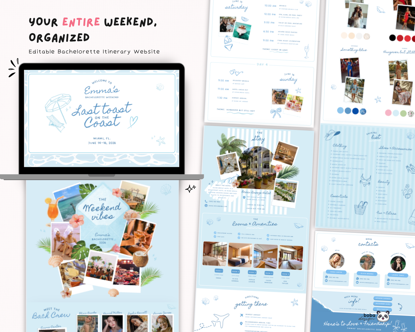 Last Toast on the Coast Bachelorette Itinerary Template Website