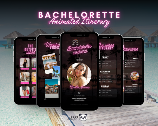 Neon Bachelorette Party Itinerary - Editable Canva Template