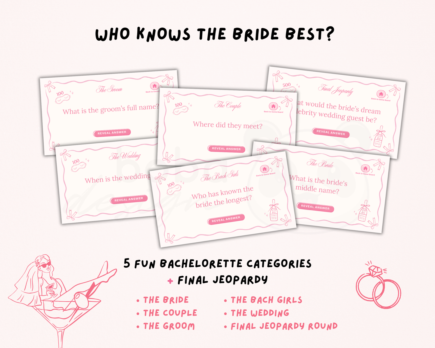 Pink PJs and Prosecco Bachelorette Jeopardy Game