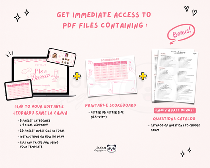 Pink PJs and Prosecco Bachelorette Jeopardy Game