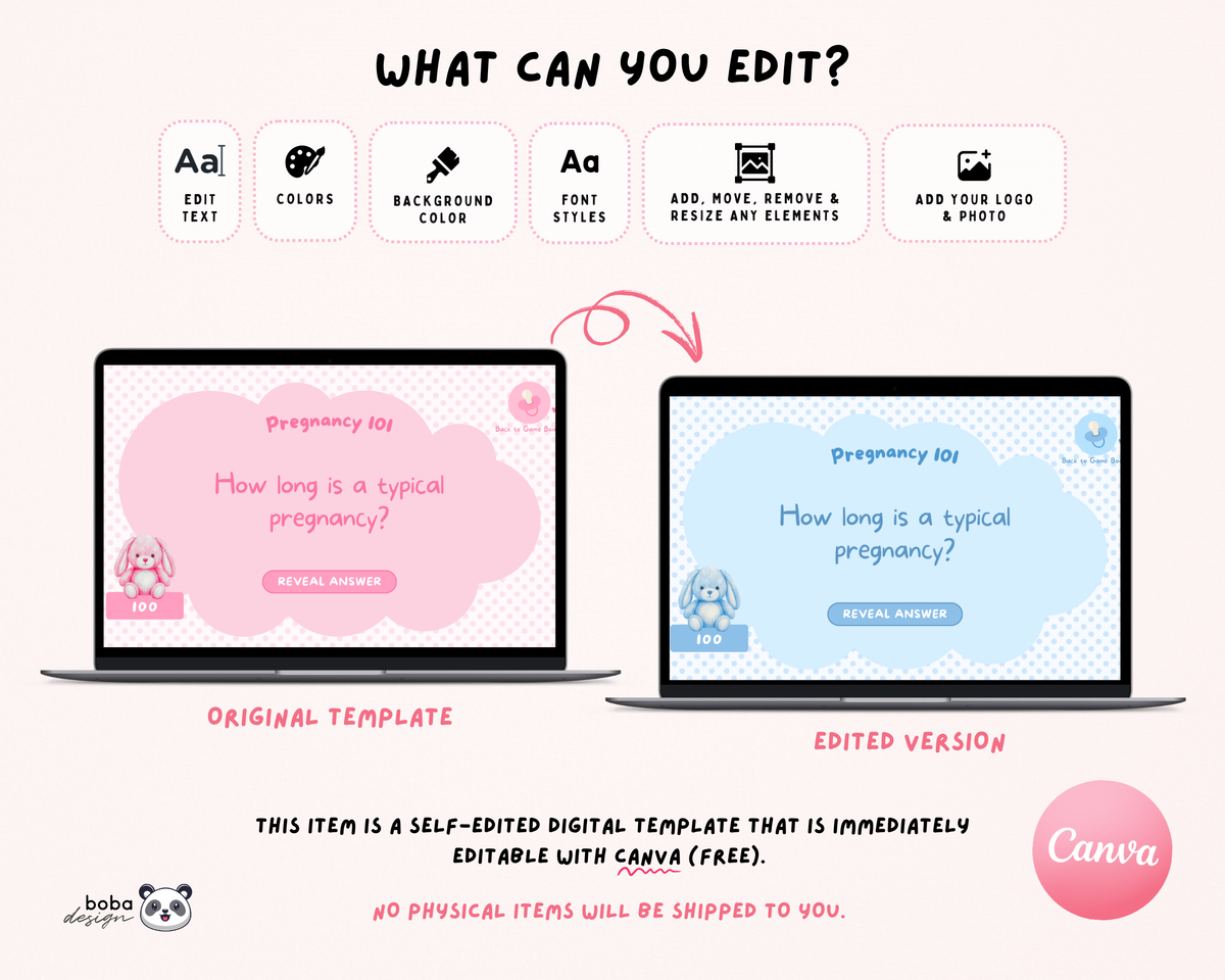 Pink Baby Shower Jeopardy Game - Baby Trivia Game