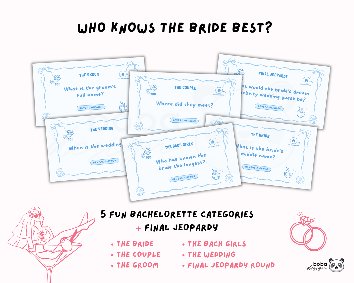 Blue Coastal Cowgirl Bachelorette Jeopardy Game