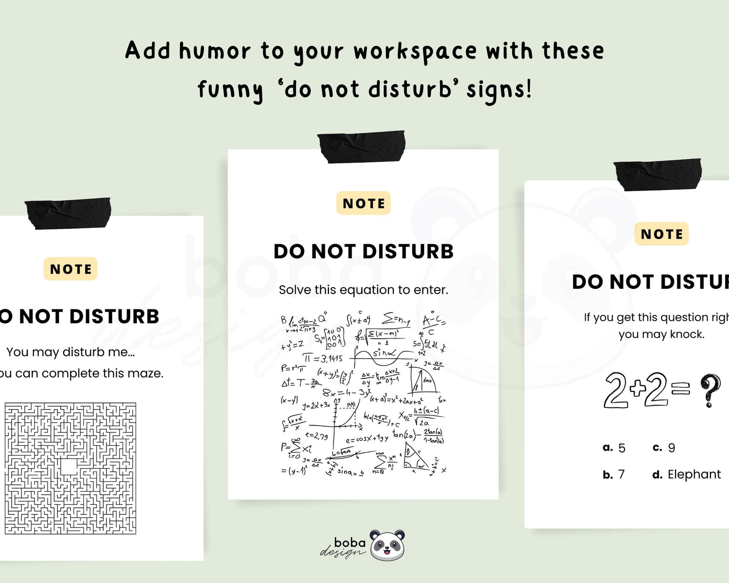 6 Funny Impossible Challenge Do not disturb Signs  - Printable Office Door and Desk Decor