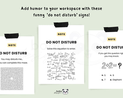 6 Funny Impossible Challenge Do not disturb Signs  - Printable Office Door and Desk Decor