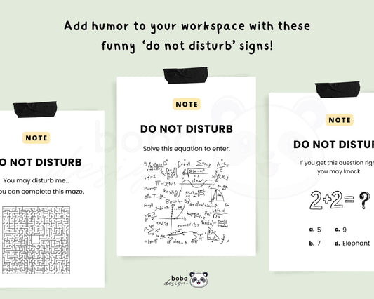 6 Funny Impossible Challenge Do not disturb Signs  - Printable Office Door and Desk Decor