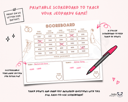 Love is Brewing Bachelorette Jeopardy Game