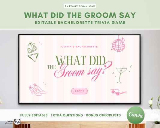 Bikinis and Martinis - What Did the Groom Say Game