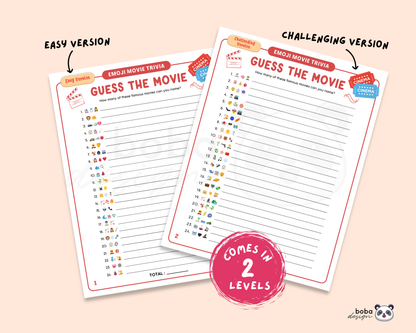 Guess the Movie Emoji Trivia Game - Printable